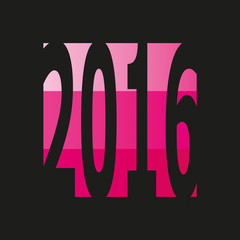 2016 button on pink and black background