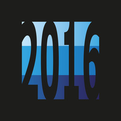 2016 button on dark blue and black background