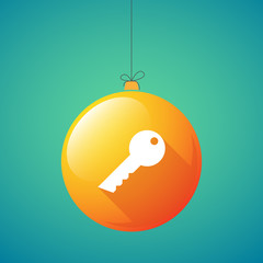 long shadow christmas ball icon with a key