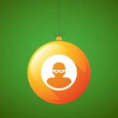 long shadow christmas ball icon with a thief