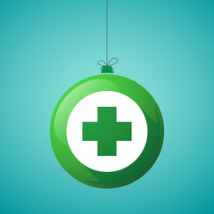 long shadow christmas ball icon with a round pharmacy sign