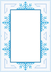 Christmas menu, card, poster design with snowflakes made from blue stitches with copy space