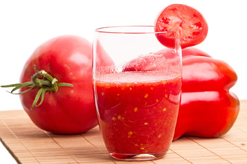 Tomato juice and fresh vegetables