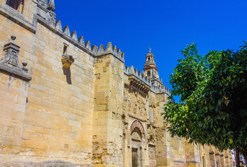 Fototapeta na wymiar side facade of the Great Mosque of Cordoba, Spain