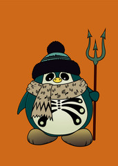 Penguin.Halloween character .Isolated vector illustration