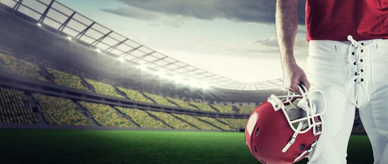 Composite image of front view of american football player
