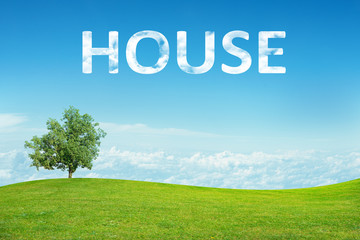 Landscape with word house