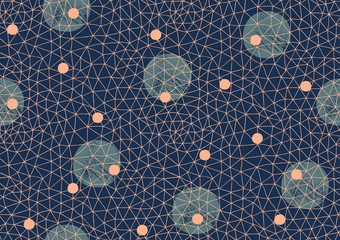 vector seamless pattern of geometric net and polka dots accents - 94196445