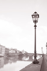 Fototapeta na wymiar Ponte Santa Trinita Bridge and Lamppost, Florence
