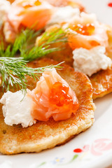 potato pancakes with salmon