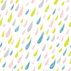 Cute seamless childish texture with colored rains.