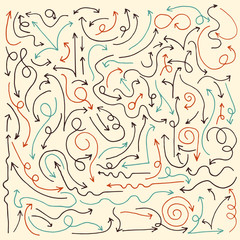 Hand drawn arrows icons set.