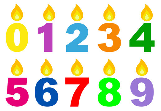 Icono plano numeros como velas de cumpleaños