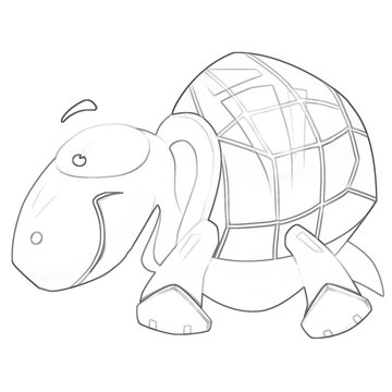 Illustration: Coloring Book Series: Tortoise. Soft thin line. Print it and bring it to Life with Color! Fantastic Outline / Sketch / Line Art Design.             