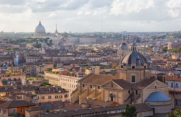 Fototapeta na wymiar Beautiful view of Rome from height, Italy