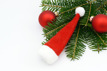 Santa hat and xmas bauble