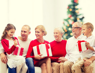 smiling family with gifts