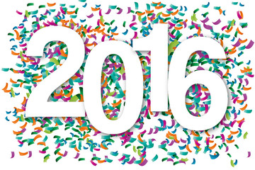 2016 mit Konfetti