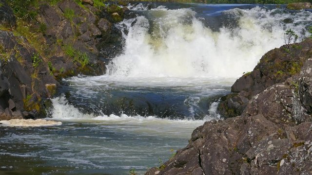 Kivach waterfall in Karelia, Russia, 4k
