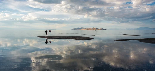 Fotobehang Reflection at Great salt lake, Utah © forcdan