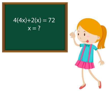 Little girl solving math problem