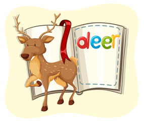 Cute deer and a book