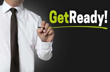Get Ready written by businessman background concept