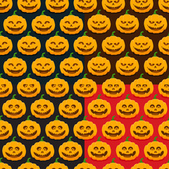 Set of seamless patterns with pumpkins for Halloween