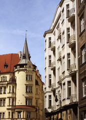 Fototapeta na wymiar beautiful street in Prague
