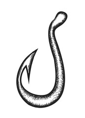 doodle fishing hook, illustration icon