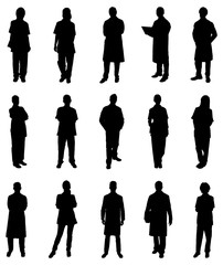 Collage Of Medical Practitioners Silhouettes