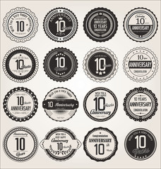 Anniversary retro labels collection 10 years