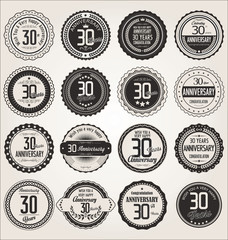 Anniversary retro labels collection 30 years