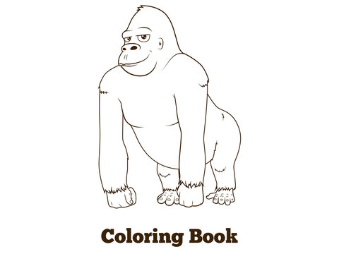 Gorilla cartoon coloring book vector illustration