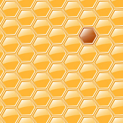 Sweet yellow honeycomb with one darker place