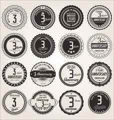 Anniversary retro labels collection 3 years