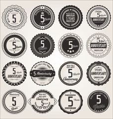 Anniversary retro labels collection 5 years
