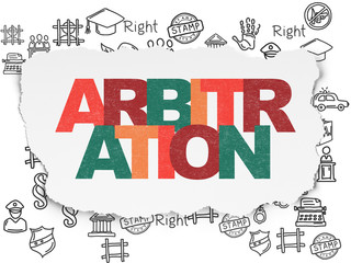 Law concept: Arbitration on Torn Paper background
