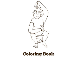 Orangutan cartoon coloring book vector
