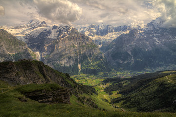 Fototapeta premium HDR image of the valley looking at Grindelwald, Switzerland