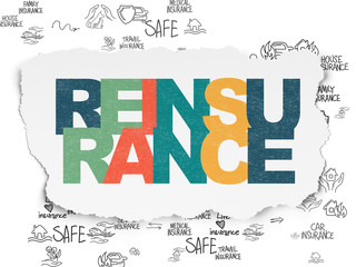 Insurance concept: Reinsurance on Torn Paper background