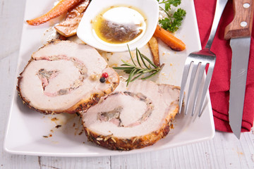 meat roulade and vegetable