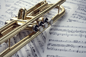 Trumpet on sheet music