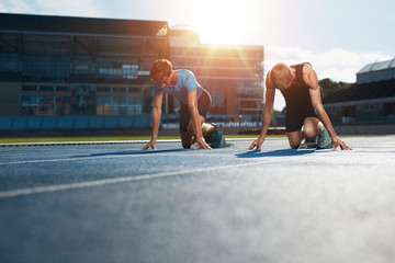 Young athletes preparing to race