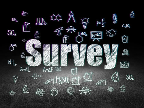 Science concept: Survey in grunge dark room
