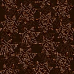 Henna MehendyTattoo Seamless Pattern on a brown background