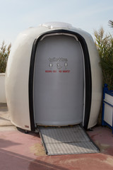 The Picture of the portable white toilets - obrazy, fototapety, plakaty