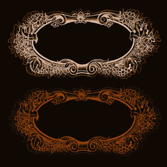 Vector vintage border frame engraving with retro ornament patter