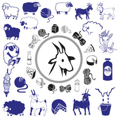 goat and sheep drawings and icons