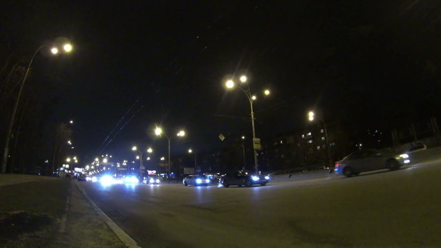 4К 3840х2160  night city  scene with cars. Time lapse